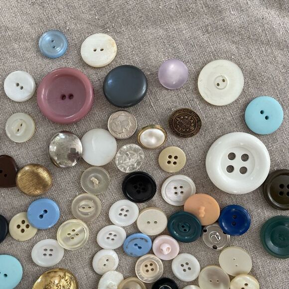Vintage 164 Lot of Spare Buttons Metal Pastel Rhinestone Crest Assortment - Picture 6 of 13